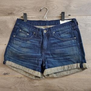 Rag & Bone 27 Distressed Cuffed Moto Dark Denim